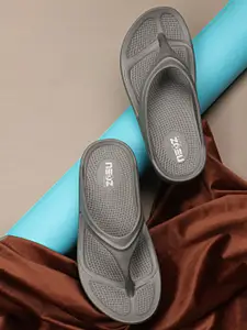 NEOZ Women Grey Solid Thong Flip-Flops