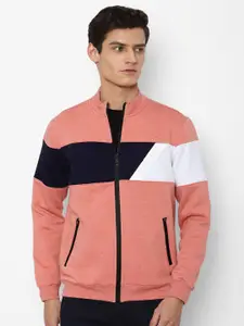 Allen Solly Men Peach-Coloured Colourblocked Pure Cotton Sweatshirt