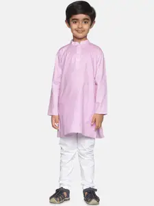 Sethukrishna Boys Purple Pure Cotton Kurta with Pyjamas