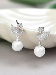 AMI Silver-Toned Contemporary Drop Earrings