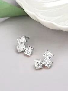 AMI Silver-Plated CZ Contemporary Studs Earrings