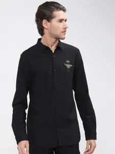 HIGHLANDER Men Black Slim Fit Casual Shirt