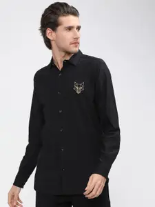 HIGHLANDER Men Black Slim Fit Casual Shirt