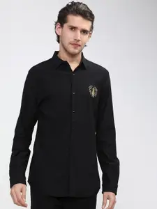 HIGHLANDER Men Black Slim Fit Casual Shirt