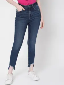 Vero Moda Women Blue Skinny Fit High-Rise Mildly Distressed Non-Stretchable Jeans