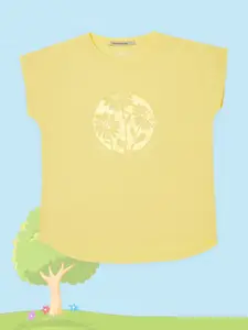 Pepe Jeans Girls Yellow Printed Cotton T-shirt