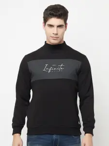 Octave Men Black & White Typography Printed Sweatshirt