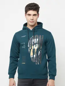 Octave Men Blue & Grey Iron Man Printed Hooded Sweatshirt