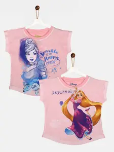 YK Disney Girls Pink 2 Printed Top
