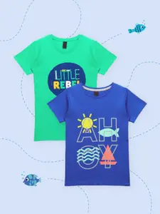 LilPicks Boys Pack Of 2 Printed Cotton T-shirt
