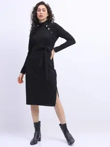 CHIC BY TOKYO TALKIES Women Black Belted Sheath Dress