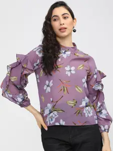 Tokyo Talkies Purple Floral Print Top