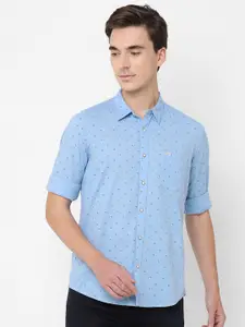 Pepe Jeans Men Blue Printed Pure Cotton Casual Shirt