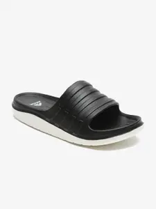 Adda Men Black & White Rubber Sliders