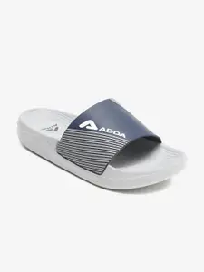 Adda Men Grey & White Printed Rubber Sliders