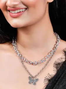 TOKYO TALKIES X rubans FASHION ACCESSORIES Silver-Toned Silver-Plated Layered Necklace