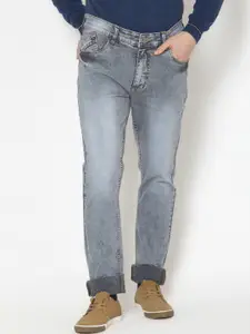 Allen Cooper Men Grey Slim Fit Heavy Fade Stretchable Jeans
