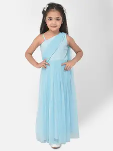 Eavan Turquoise Blue Net Maxi Dress