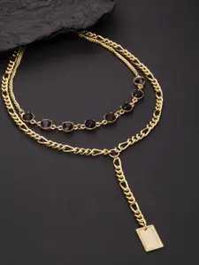 VOGUE PANASH Gold-Toned & Black Gold-Plated Layered Necklace