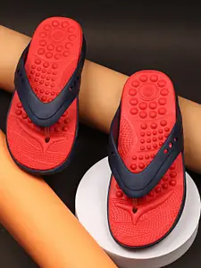 NEOZ Men Navy Blue & Red Rubber Slip-On