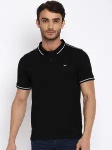 Lee Men Black Polo Collar Slim Fit T-shirt