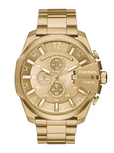 DIESEL Men Gold-Toned Dial & Gold Toned Stainless Steel Bracelet Style Straps Analogue Watch DZ4360
