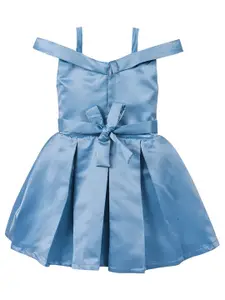 Wish Karo Infant Girls Blue Satin Silk Dress