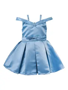 Wish Karo Girls Blue Satin Dress