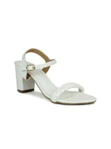 Inc 5 White Block Sandals with Buckles