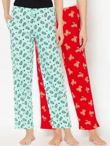 Lounge Dreams Women Pack Of 2 Printed Pure Cotton Lounge Pants