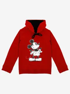 YK Disney Boys Red Printed Hooded Sweatshirt