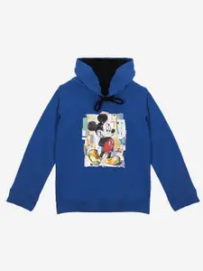 YK Disney Boys Blue Printed Hooded Sweatshirt