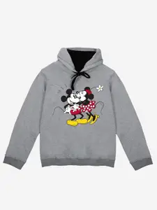 YK Disney YK Disney Girls Grey Printed Hooded Sweatshirt