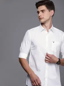Allen Solly Men White Modern Slim Fit Solid Pure Cotton Casual Shirt