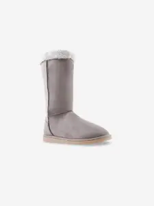 Carlton London Women Grey High-Top Flat Boots