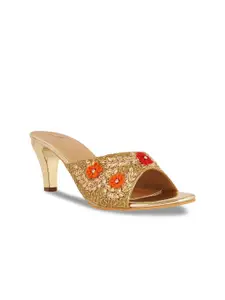 pelle albero Gold-Toned Embellished Stiletto Sandals