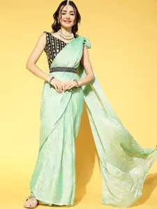 Saree mall Green Solid Party Wear Saree with Matching Blouse