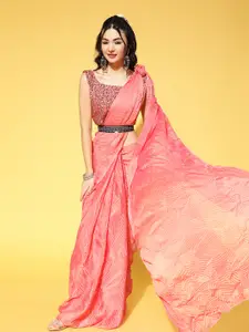 Saree mall Pink Solid Party Wear Saree with Matching Blouse