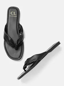 Carlton London Women Black Solid Open Toe Flats