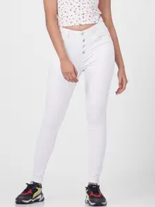 ONLY Women White High-Rise Jeans