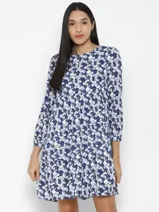 Allen Solly Woman Blue & White Floral A-Line Dress