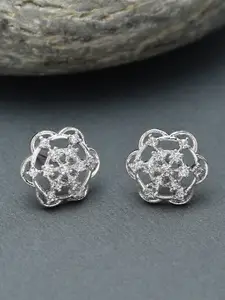 AMI Silver-Toned Contemporary Studs Earrings