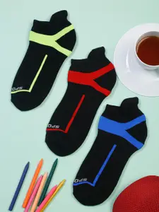 MUTAQINOTI Men Pack Of 3 Assorted Ankle Length Antimicrobial Socks