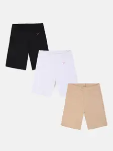 TWIN BIRDS Girls Pack of 3 Skinny Fit Sports Shorts