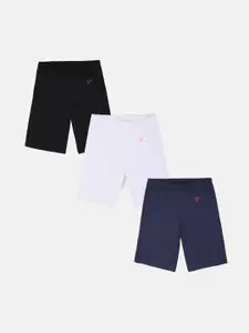 TWIN BIRDS Girls Pack of 3 Skinny Fit Knee Length Sports Shorts