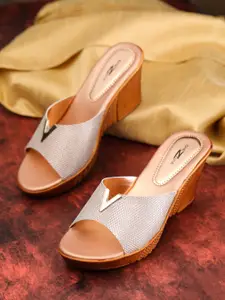 Shezone Rose Gold Textured Wedge Heels