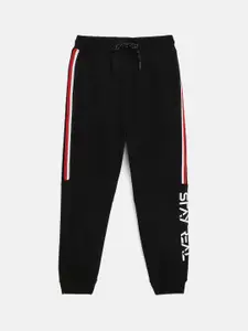 Octave Boys Black Solid Cotton Joggers