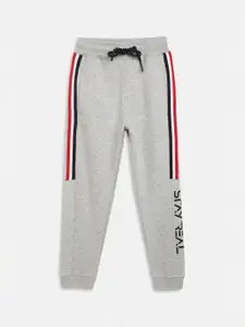 Octave Boys Grey Solid With Contrast Panel Cotton Track Pants