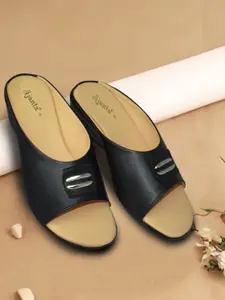 Ajanta Women Black Slip On Comfort Sandals