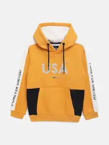 Octave Boys Yellow Printed Hooded Sweatshirt